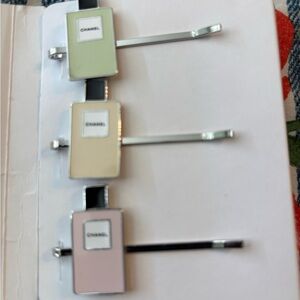 Chanel Enamel Hairpins - Green, Cream, Pink (Set of 3) GWP NEW WITH BOX